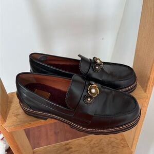 Coach Loafers with Flower and Pearl Embellishments